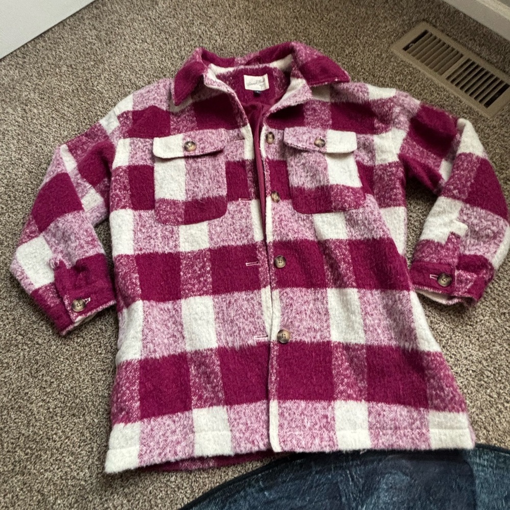 Plaid Wool Jacket in Pink and White